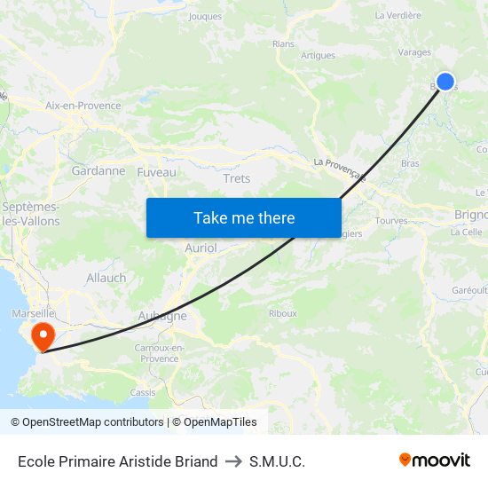 Ecole Primaire Aristide Briand to S.M.U.C. map