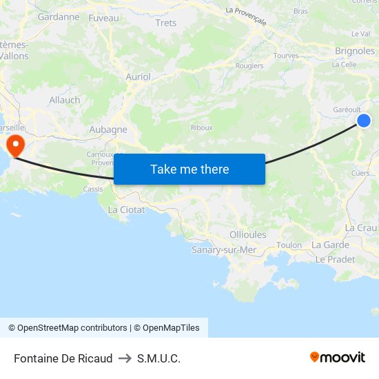 Fontaine De Ricaud to S.M.U.C. map