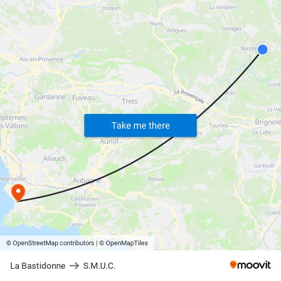 La Bastidonne to S.M.U.C. map