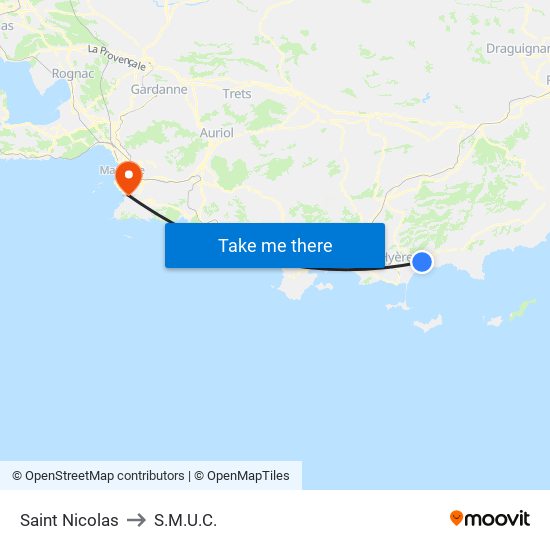 Saint Nicolas to S.M.U.C. map