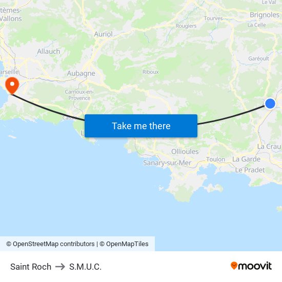 Saint Roch to S.M.U.C. map