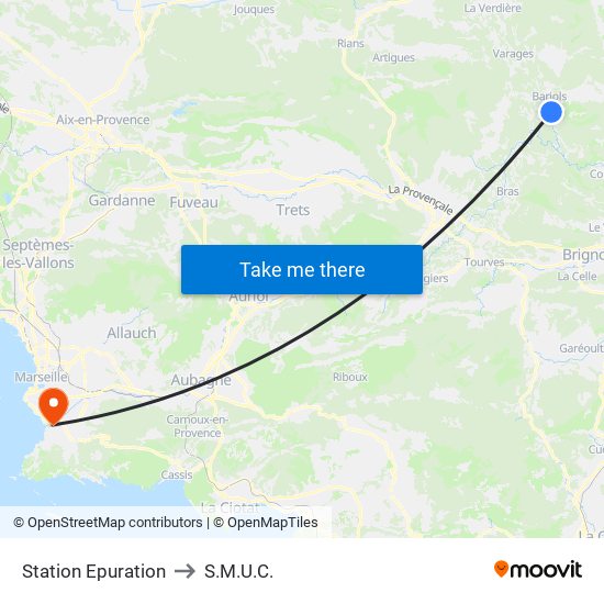 Station Epuration to S.M.U.C. map