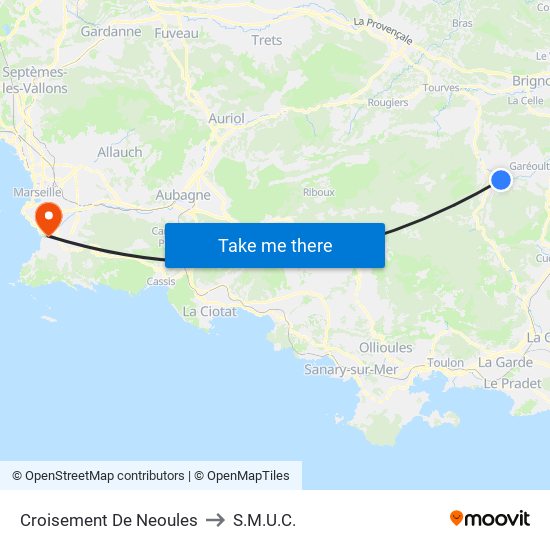 Croisement De Neoules to S.M.U.C. map