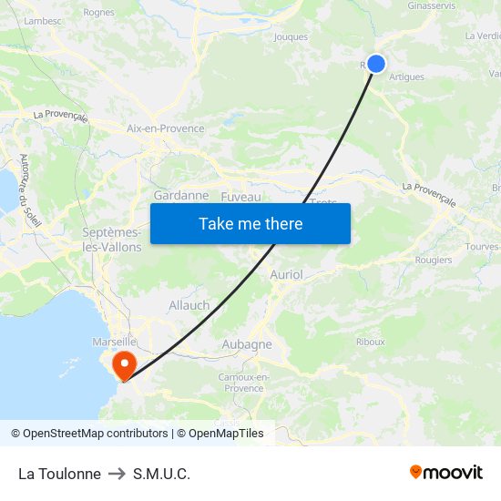 La Toulonne to S.M.U.C. map