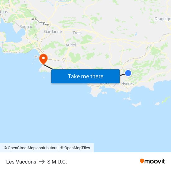 Les Vaccons to S.M.U.C. map