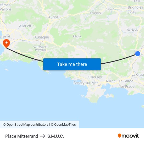 Place Mitterrand to S.M.U.C. map