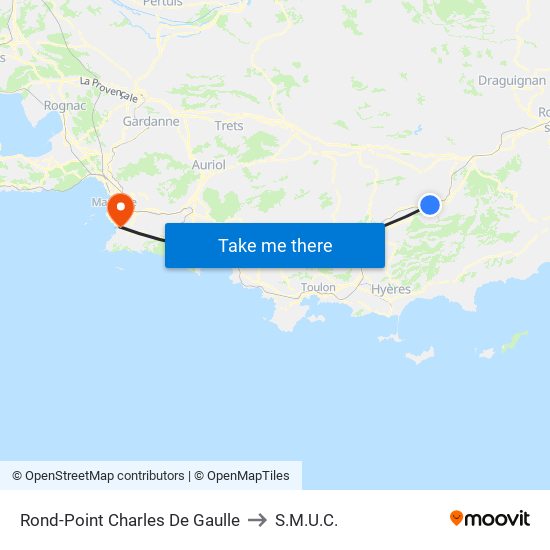 Rond-Point Charles De Gaulle to S.M.U.C. map