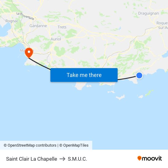 Saint Clair La Chapelle to S.M.U.C. map