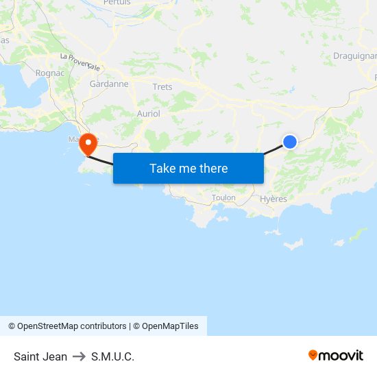 Saint Jean to S.M.U.C. map