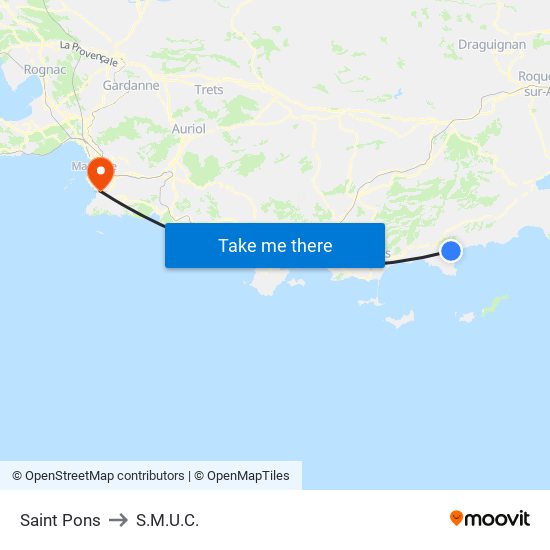 Saint Pons to S.M.U.C. map