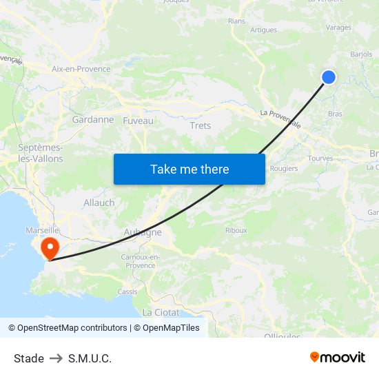 Stade to S.M.U.C. map