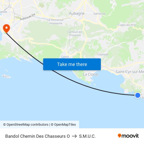 Bandol Chemin Des Chasseurs O to S.M.U.C. map