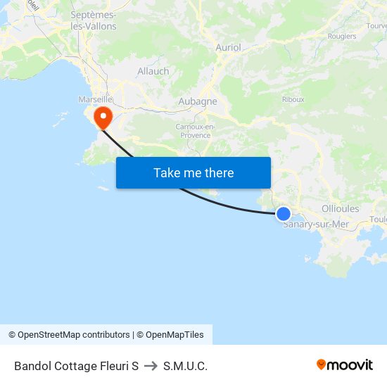 Bandol Cottage Fleuri S to S.M.U.C. map