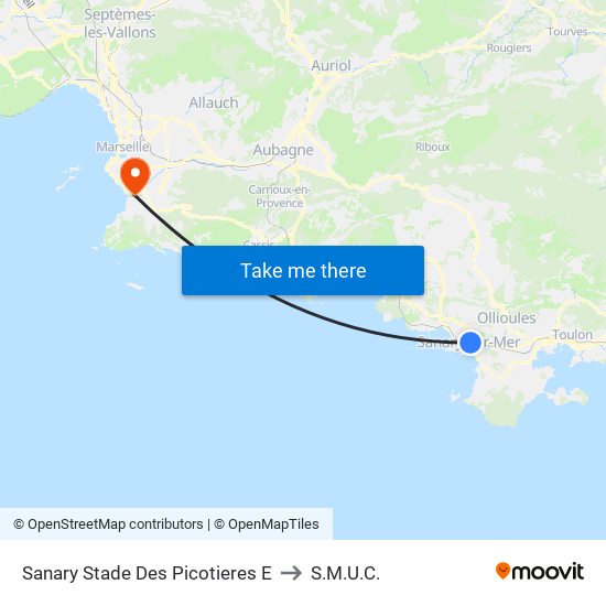 Sanary Stade Des Picotieres E to S.M.U.C. map