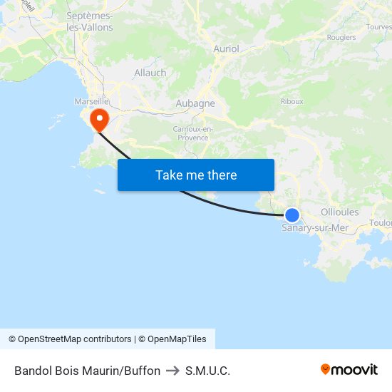 Bandol Bois Maurin/Buffon to S.M.U.C. map