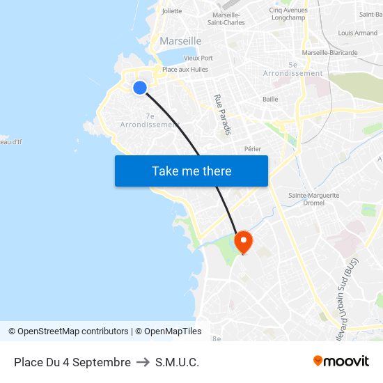 Place Du 4 Septembre to S.M.U.C. map