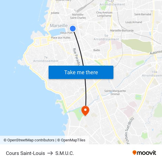 Cours Saint-Louis to S.M.U.C. map