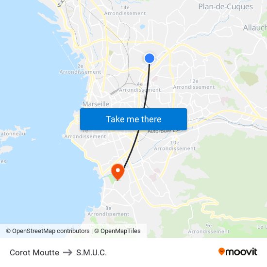 Corot Moutte to S.M.U.C. map