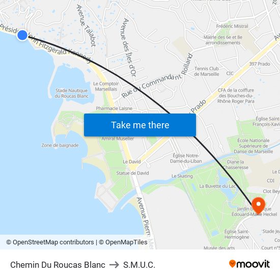 Chemin Du Roucas Blanc to S.M.U.C. map