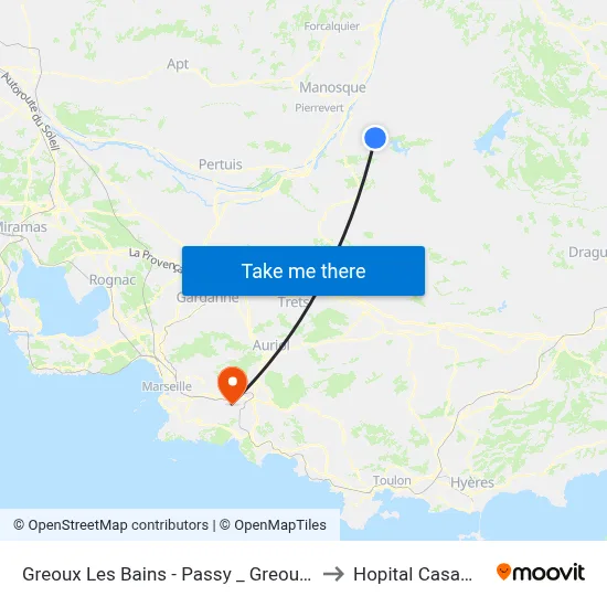 Greoux Les Bains - Passy _ Greouxlesbains to Hopital Casamance map