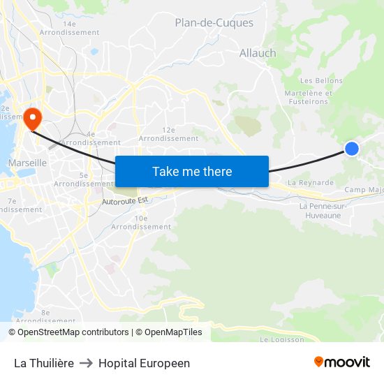 La Thuilière to Hopital Europeen map