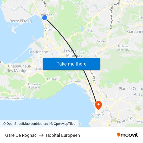 Gare De Rognac to Hopital Europeen map
