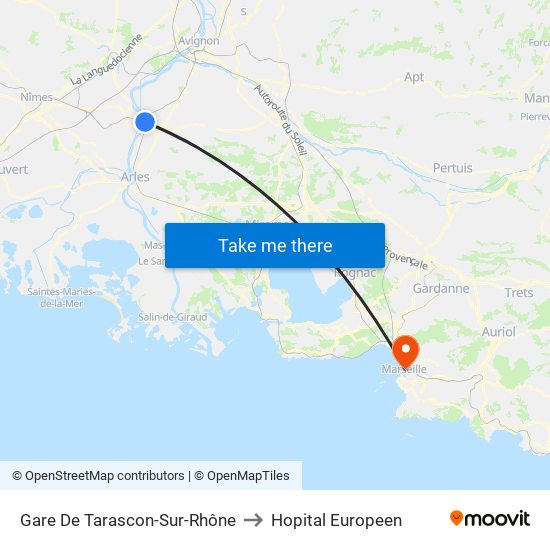 Gare De Tarascon-Sur-Rhône to Hopital Europeen map