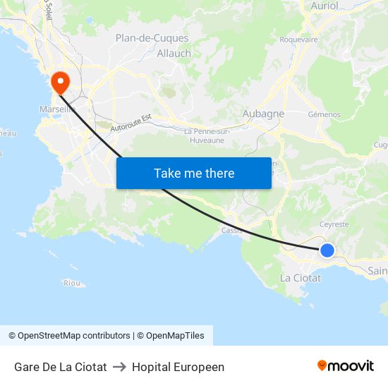 Gare De La Ciotat to Hopital Europeen map