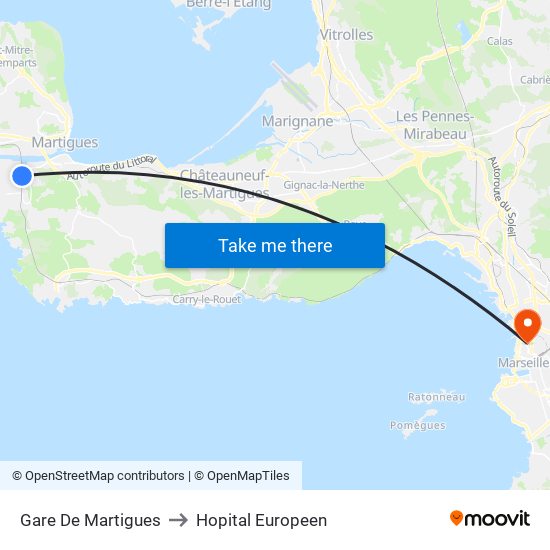 Gare De Martigues to Hopital Europeen map