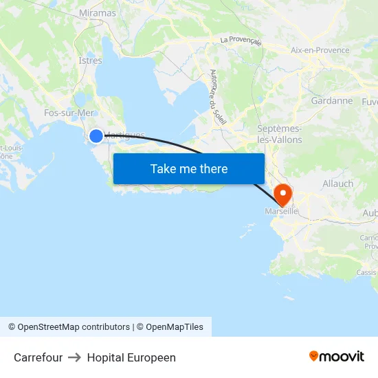 Carrefour to Hopital Europeen map