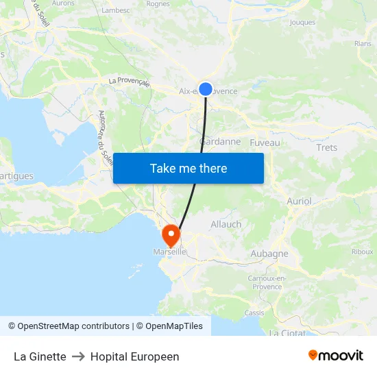 La Ginette to Hopital Europeen map