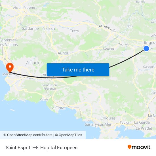 Saint Esprit to Hopital Europeen map