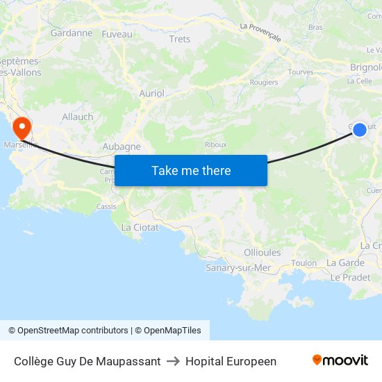 Collège Guy De Maupassant to Hopital Europeen map