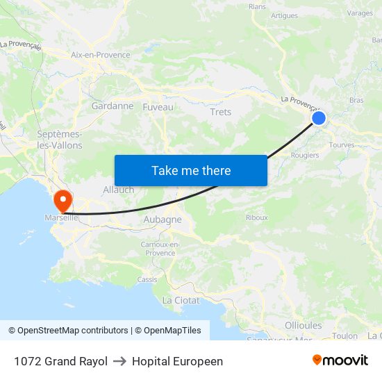 1072 Grand Rayol to Hopital Europeen map