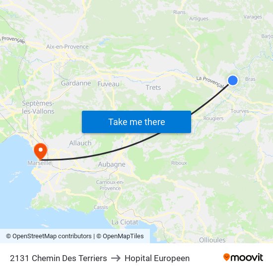 2131 Chemin Des Terriers to Hopital Europeen map