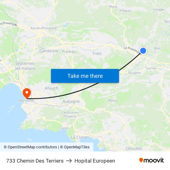 733 Chemin Des Terriers to Hopital Europeen map