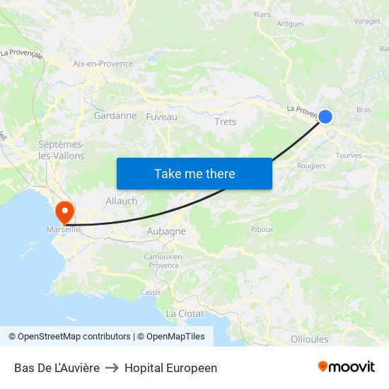 Bas De L'Auvière to Hopital Europeen map