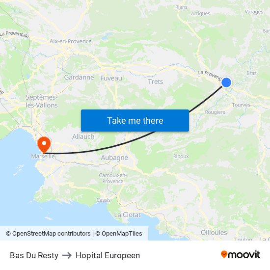 Bas Du Resty to Hopital Europeen map