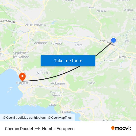 Chemin Daudet to Hopital Europeen map