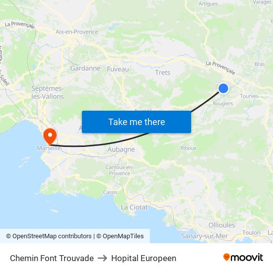 Chemin Font Trouvade to Hopital Europeen map