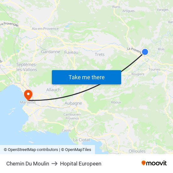 Chemin Du Moulin to Hopital Europeen map