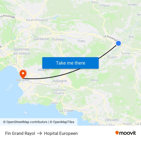 Fin Grand Rayol to Hopital Europeen map