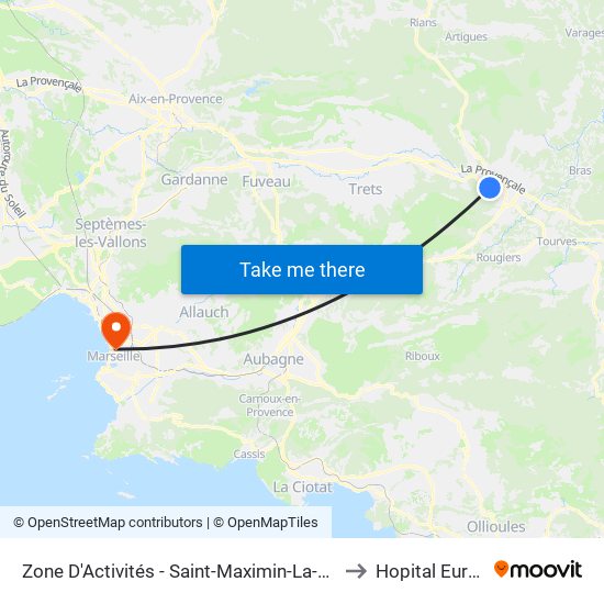 Zone D'Activités - Saint-Maximin-La-Sainte-Baume to Hopital Europeen map