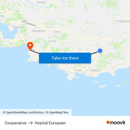 Cooperative to Hopital Europeen map