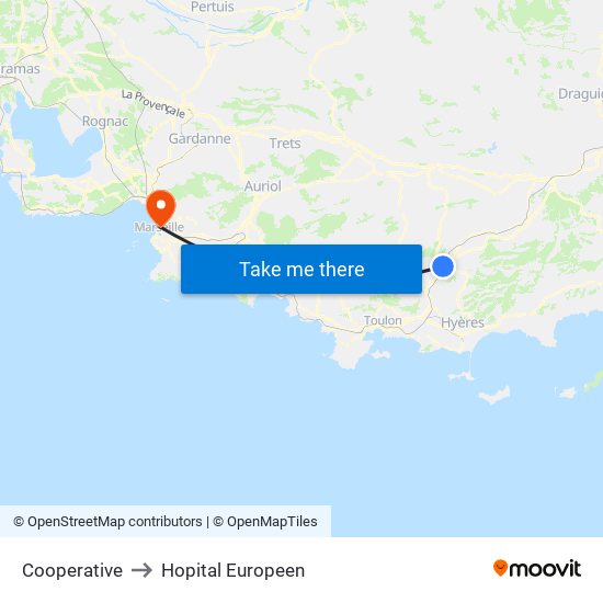 Cooperative to Hopital Europeen map