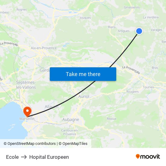 Ecole to Hopital Europeen map