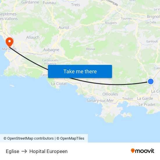 Eglise to Hopital Europeen map