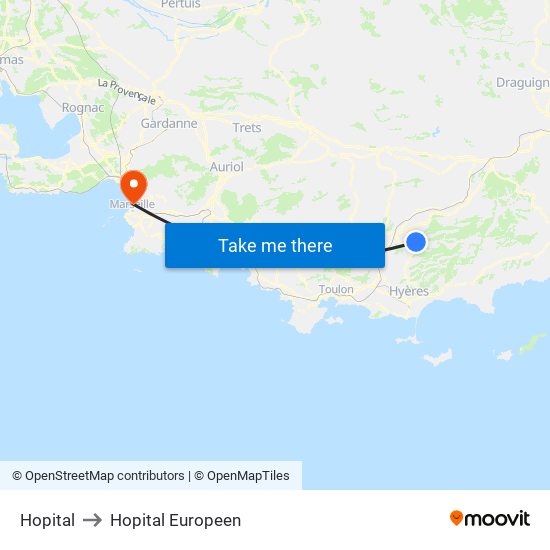 Hopital to Hopital Europeen map