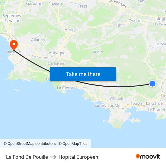 La Fond De Pouille to Hopital Europeen map