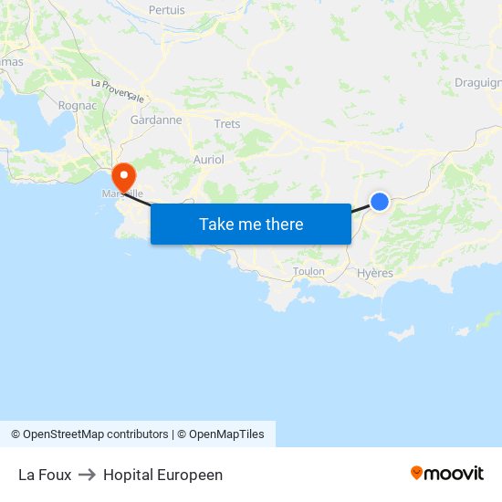 La Foux to Hopital Europeen map